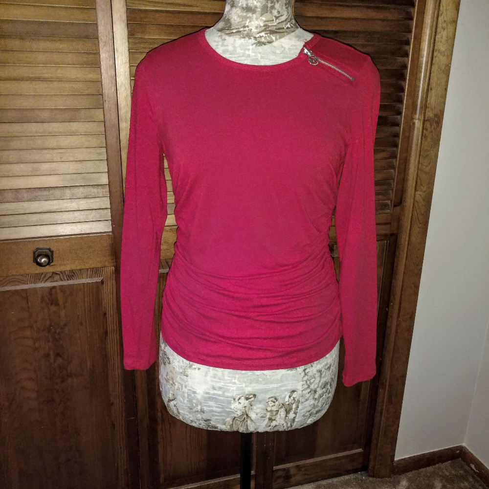 Michael Kors Red Zipper top Size M